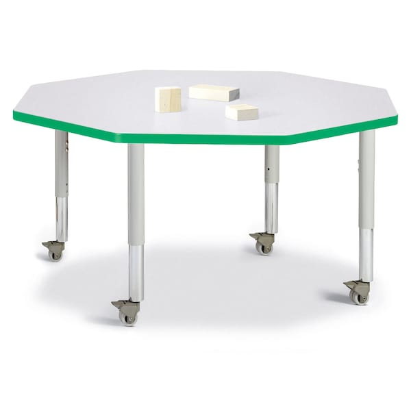 Berries Octagon Activity Table, 48 in. x 48 in., Mobile, Freckled Gray/Green/Gray